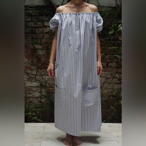 Chava Studio Light Blue Striped Midi Dress XS/S